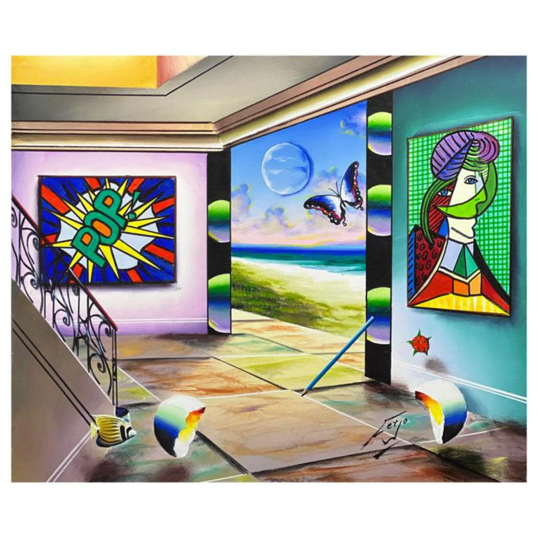 Ferjo "Paradise Home" Hand Signed Original Painting on Canvas with Letter of Authenticity. (1 of 1)