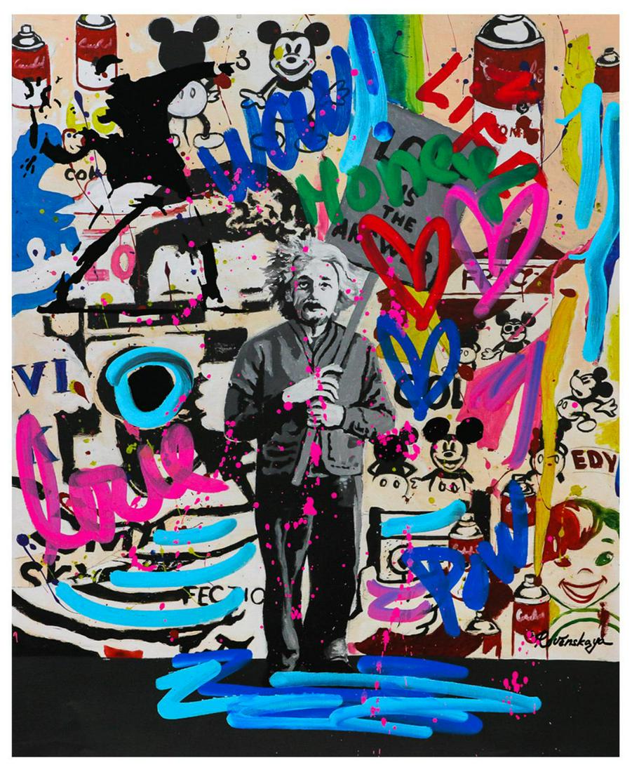 Nastya Rovenskaya- Mixed Media "Einstein's Placard" (1 of 1)