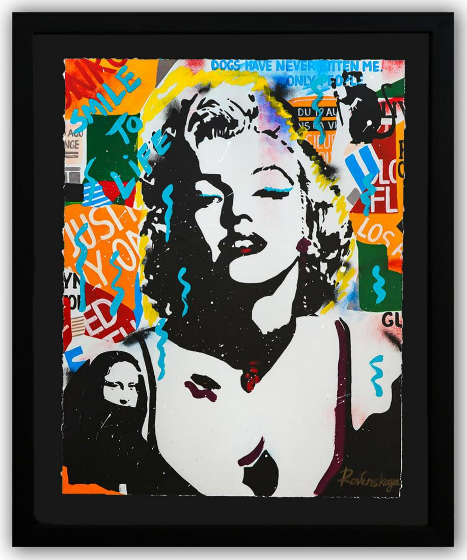 Nastya Rovenskaya- Original Mixed Media on Paper "The Shadow of Marilyn" (1 of 2)