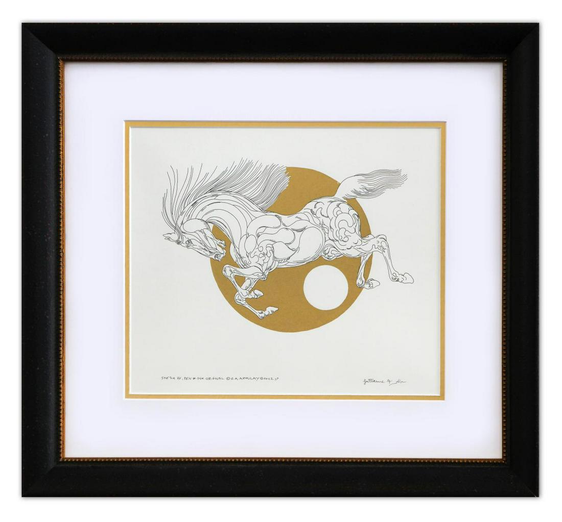 Guillaume Azoulay- Original pen and ink with hand laid gold leaf "Sketch HV" (1 of 4)