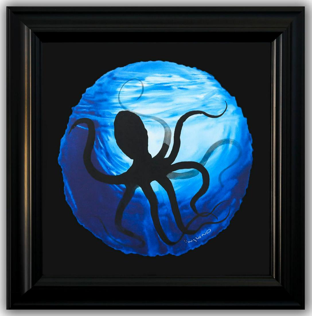 Wyland- Original Watercolor Painting on Deckle Edge Paper "Blue Octopus" (1 of 3)