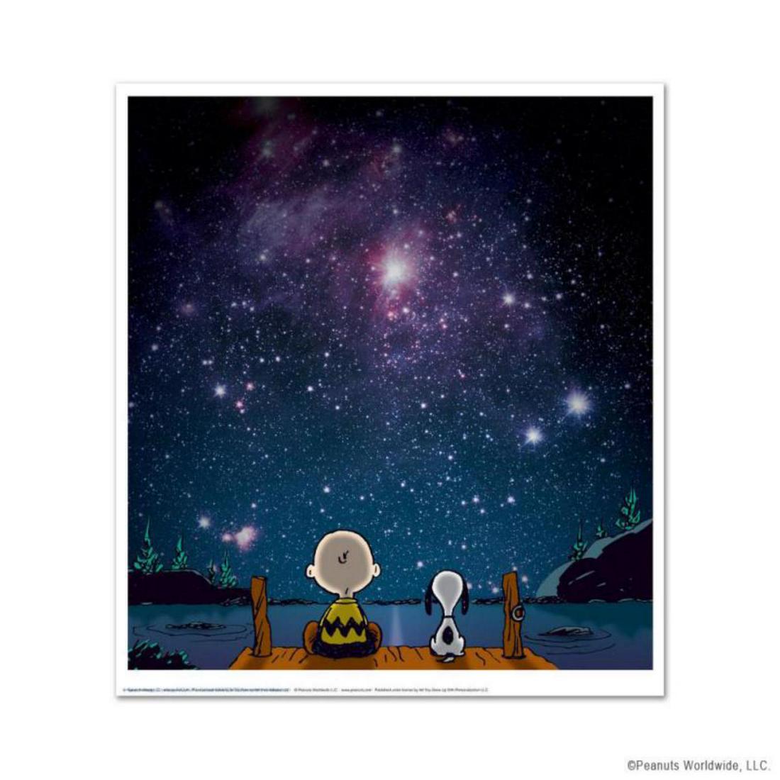Peanuts, "Stars" Hand Numbered Limited Edition Fine Art Print with Certificate of Authenticity.: A beautiful edition combining the artwork of Schulz, with an official photograph from the NASA archives. Credited University of Wisconsin. You won't be able to stop looking at this stunning piece once