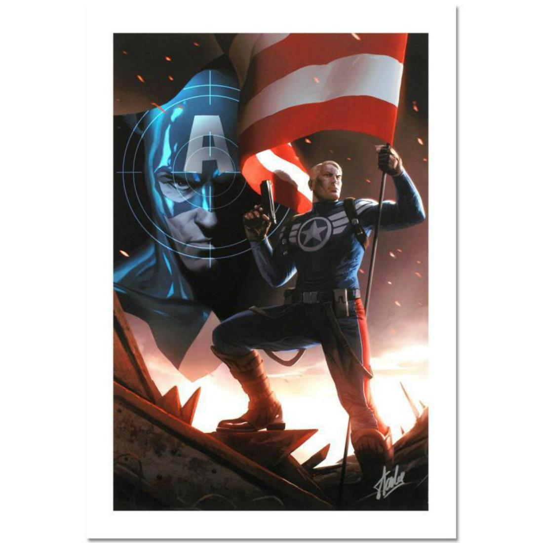 Stan Lee Signed, Marvel Comics Limited Edition Canvas 2/10 "Captain America #617" with Certificate: Captain America #617 is a limited edition giclee on canvas with art by Marko Djurdjevic. Officially licensed by Marvel, this piece is numbered 2/10 and hand signed by creative legend Stan Lee (1922-20
