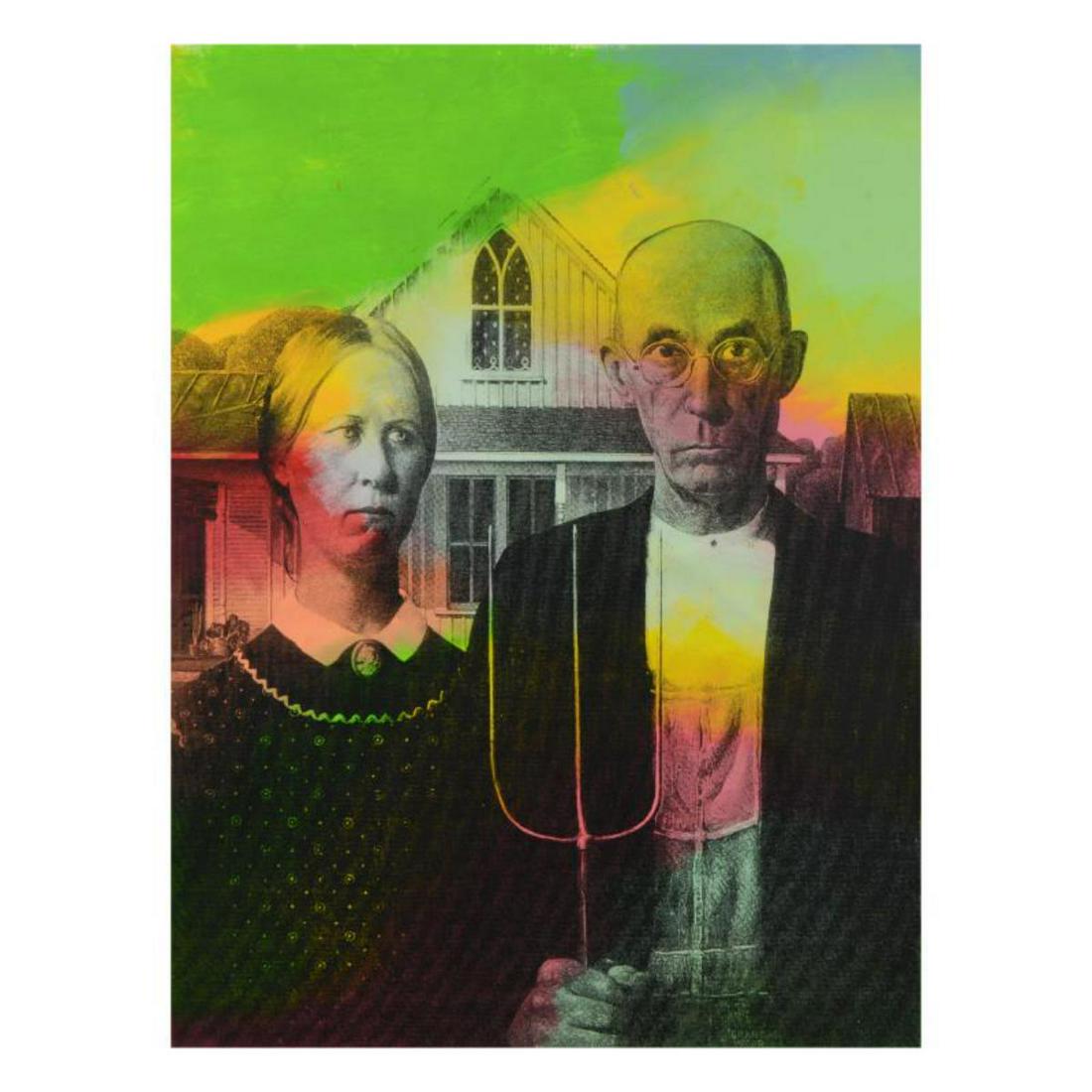 Steve Kaufman (1960-2010) "American Gothic" Hand Painted Limited Edition Silkscreen on Canvas (36" x (1 of 3)