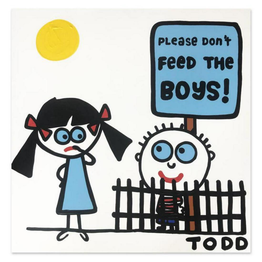 Todd Goldman, "Don't Feed the Boys" Hand Signed Original Painting on Gallery Wrapped Canvas with (1 of 2)