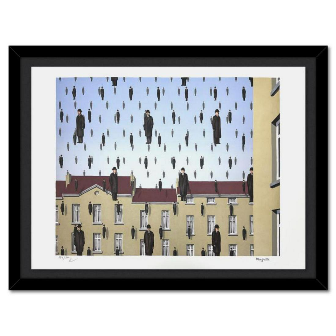 Rene Magritte 1898-1967 (After), "Golconde (Golconda)" Framed Limited Edition Lithograph, Estate (1 of 3)