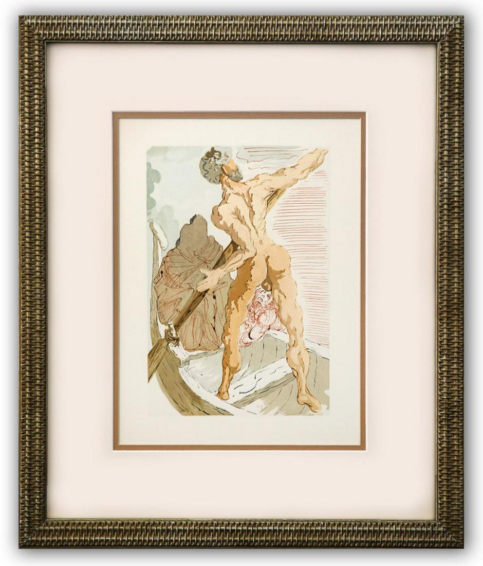 Salvador Dali- Original Color Woodcut on B.F.K. Rives Paper "Inferno 3": Artist: Salvador Dali. Medium: Original Color Woodcut on B.F.K. Rives Paper. Title: Inferno 3. Size: 13" x 10". Measures approx. 22" x 18" (framed). Certificate of Authenticity: Is included. Additiona