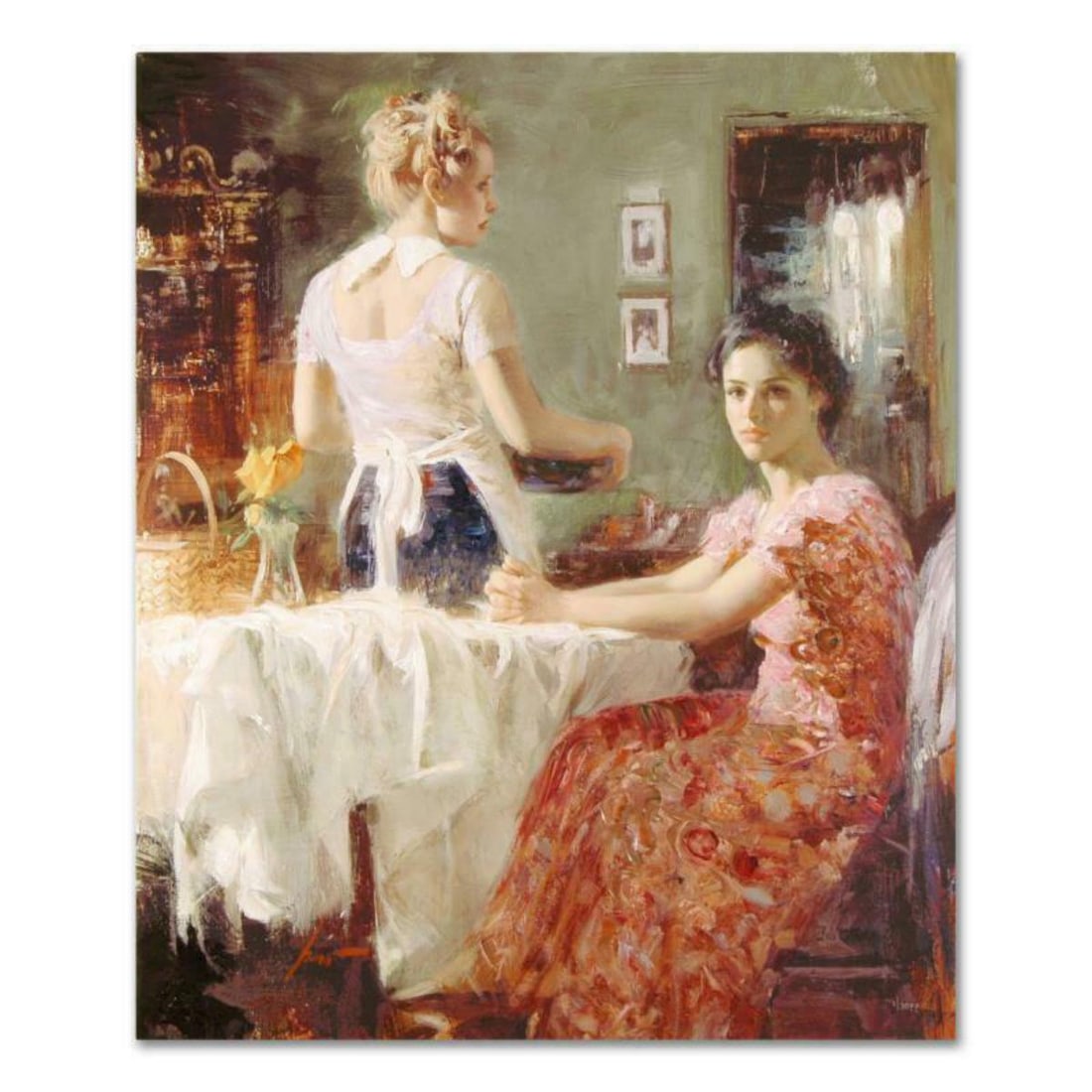 Pino (1939-2010), "Sharing Moments" Artist Embellished Limited Edition on Canvas, CP Numbered and (1 of 2)