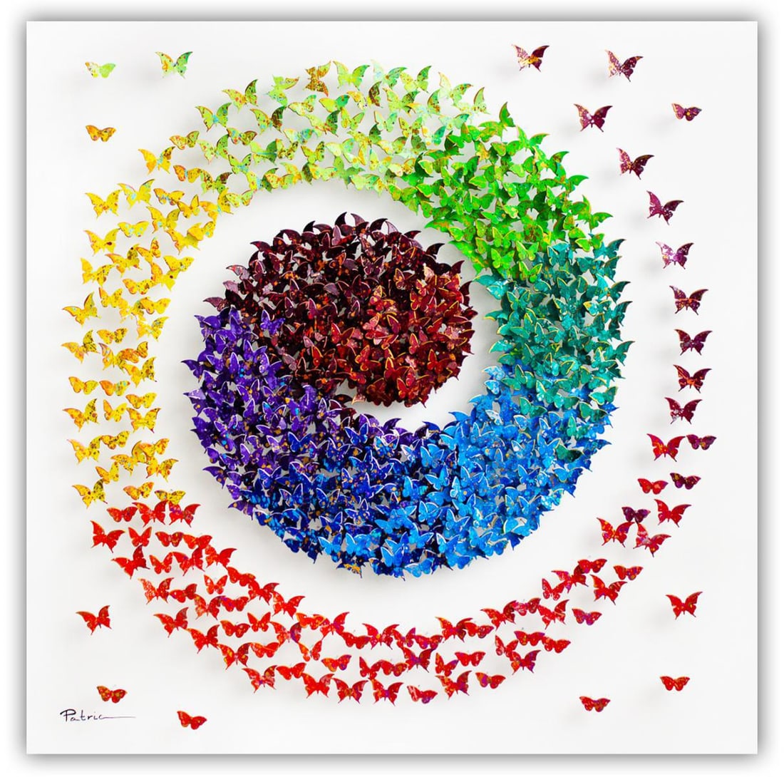 Patricia Govezensky- Original 3D Metal Art on Wood "Circle of Life": Artist: Patricia Govezensky. Medium: Original 3D Metal Art on Wood. Title: Circle of Life. Size: 37" x 37". Signature: Hand Signed by the artist. Certificate of Authenticity: From the publisher. Refer