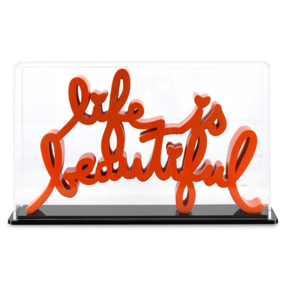 Mr. Brainwash- Resin Sculpture with Display Case "Life is Beautiful (Orange)" (1 of 4)