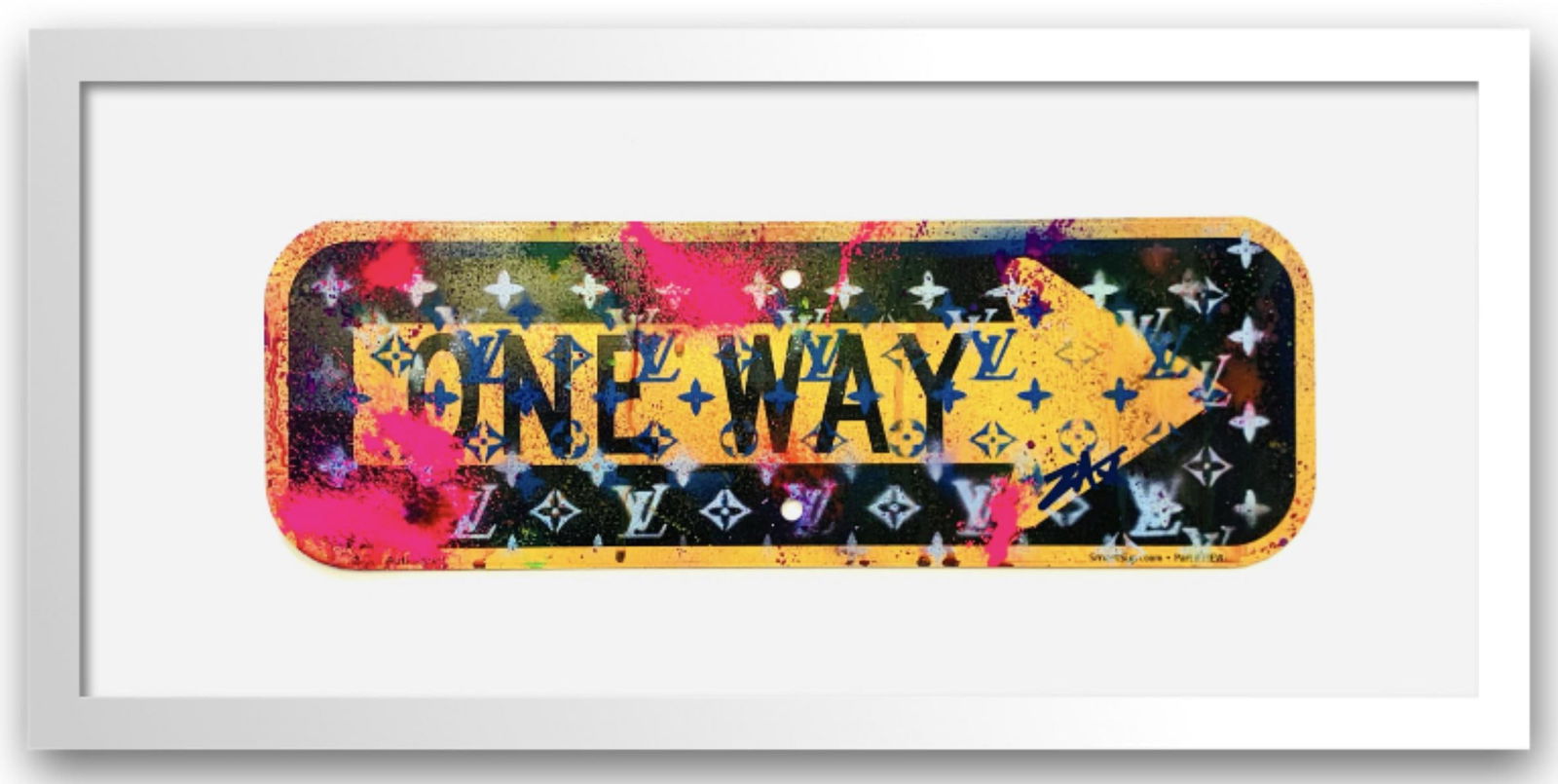E.M. ZAX- 1/1 UNIQUE PAINTS ON METAL STREET SIGN "ONE WAY" (1 of 2)