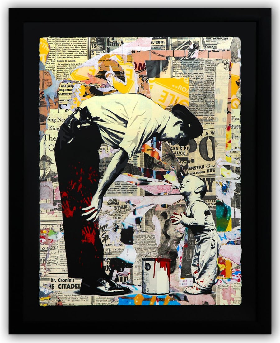 Mr. Brainwash- Original Mixed Media on Deckled Edge Paper "Not Guilty" (1 of 5)