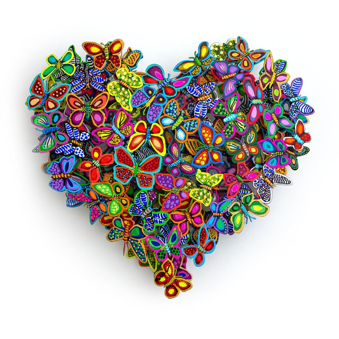 Patricia Govezensky- Original Painting on Cutout Steel "Love in Paradise (Mini Series)": Artist: Patricia Govezensky. Medium: Original Painting on Cutout Steel. Title: Love in Paradise (Mini Series). Size: 15" x 16.5". Signature: Hand signed by the artist. Certificate of Authenticity: Fro