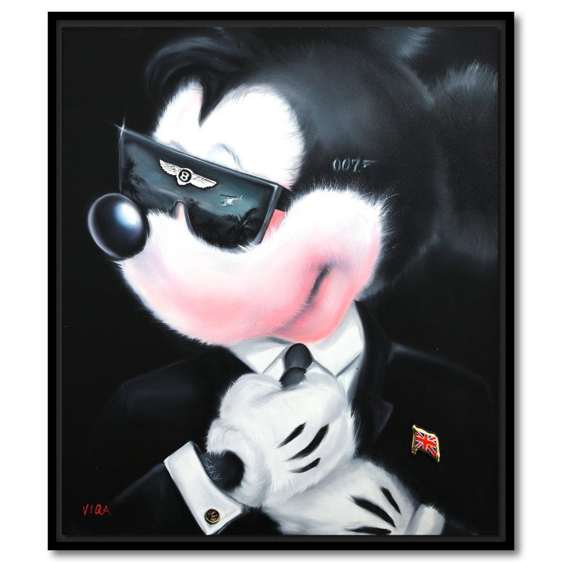 Viqa- Original Oil on Canvas with Collage "Mickey Mouse 007" (1 of 2)