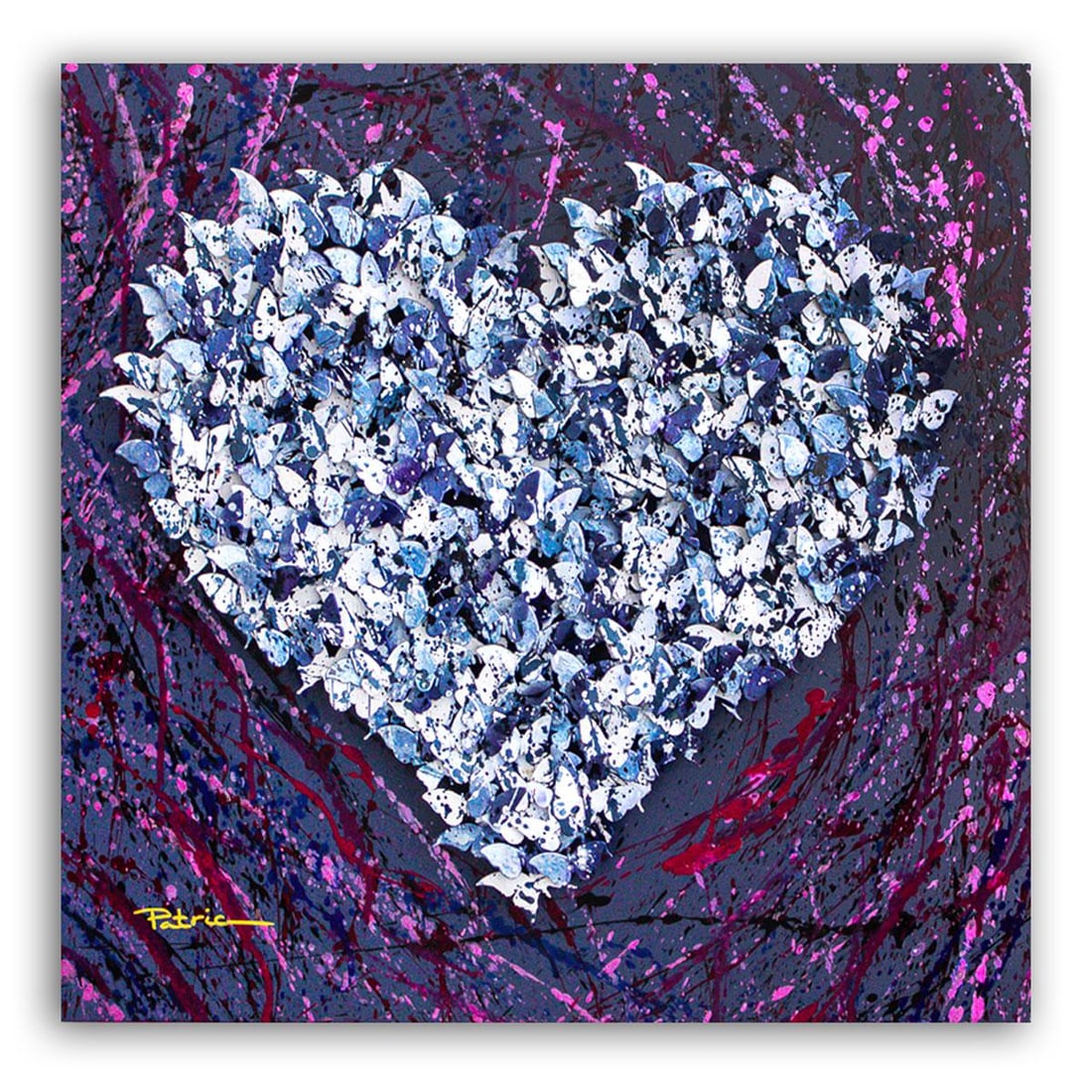 Patricia Govezensky- Original 3D Metal Art on Hand Painted Wood "Heart": Artist: Patricia Govezensky. Medium: Original 3D Metal Art on Hand Painted Wood. Title: Heart. Size: 20" x 20". Signature: Hand signed by the artist. Certificate of Authenticity: From the publisher. R