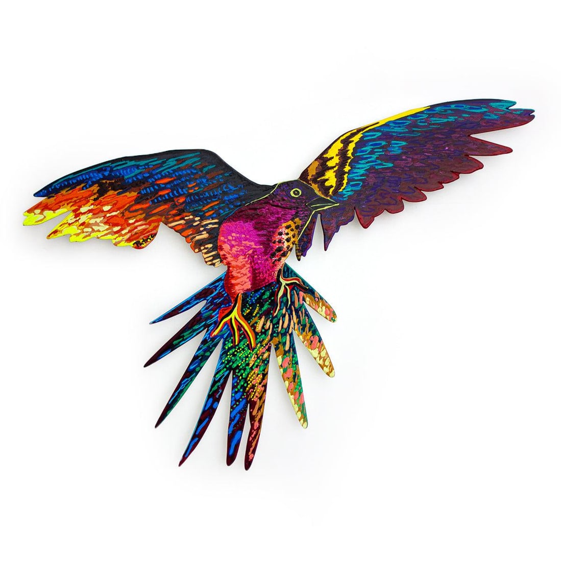 Patricia Govezensky- Original Painting on Laser Cut Steel "Macaw" (1 of 2)