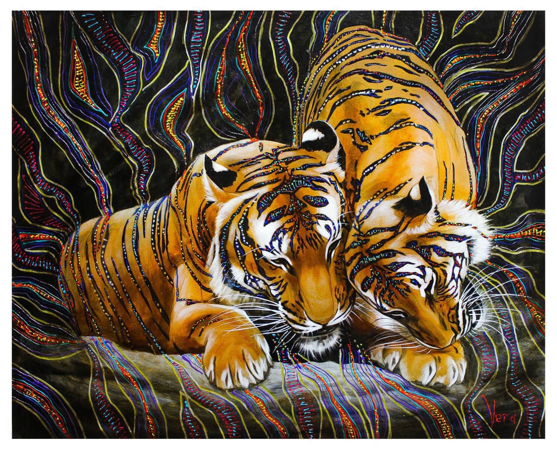 Vera V. Goncharenko- Original Oil on Canvas "Showing Some Love": Artist: Vera V. Goncharenko. Medium: Original Oil on Canvas. Title: Showing Some Love. Size: 24" x 30". Signature: Hand Signed by the artist. Certificate of Authenticity: From the publisher. Reference