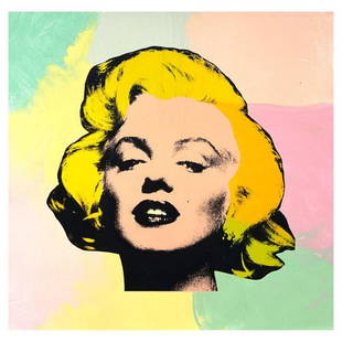 Steve Kaufman (1960-2010), "Marilyn" Hand Painted, Hand Pulled Unique Variation Silkscreen on: Marilyn is a hand painted, hand pulled unique variation silkscreen on canvas by Andy Warhol protege, Steve Kaufman (1960-2010). This piece is numbered 43/50 and hand signed inverso by the artist.