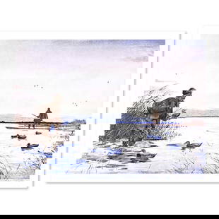 William Nelson, "Decoys" Limited Edition Lithograph from an HC Edition, and Hand Signed with Letter: Decoys is a limited edition lithograph on paper from an HC edition, hand signed by William Nelson. Includes Letter of Authenticity. Measures approx. 29" x 22" (border), 27" x 20" (image). ** Please no