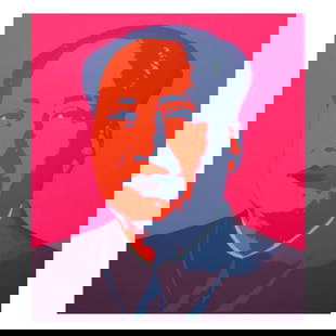 Andy Warhol- Silk Screen "Mao-Hot Pink": Artist: Andy Warhol. Medium: Silk Screen. Title: Mao-Hot Pink. Size: 33.5" x 29.5". Certificate of Authenticity: From the publisher. Additional: The piece is stamped in blue on the back with "Publishe