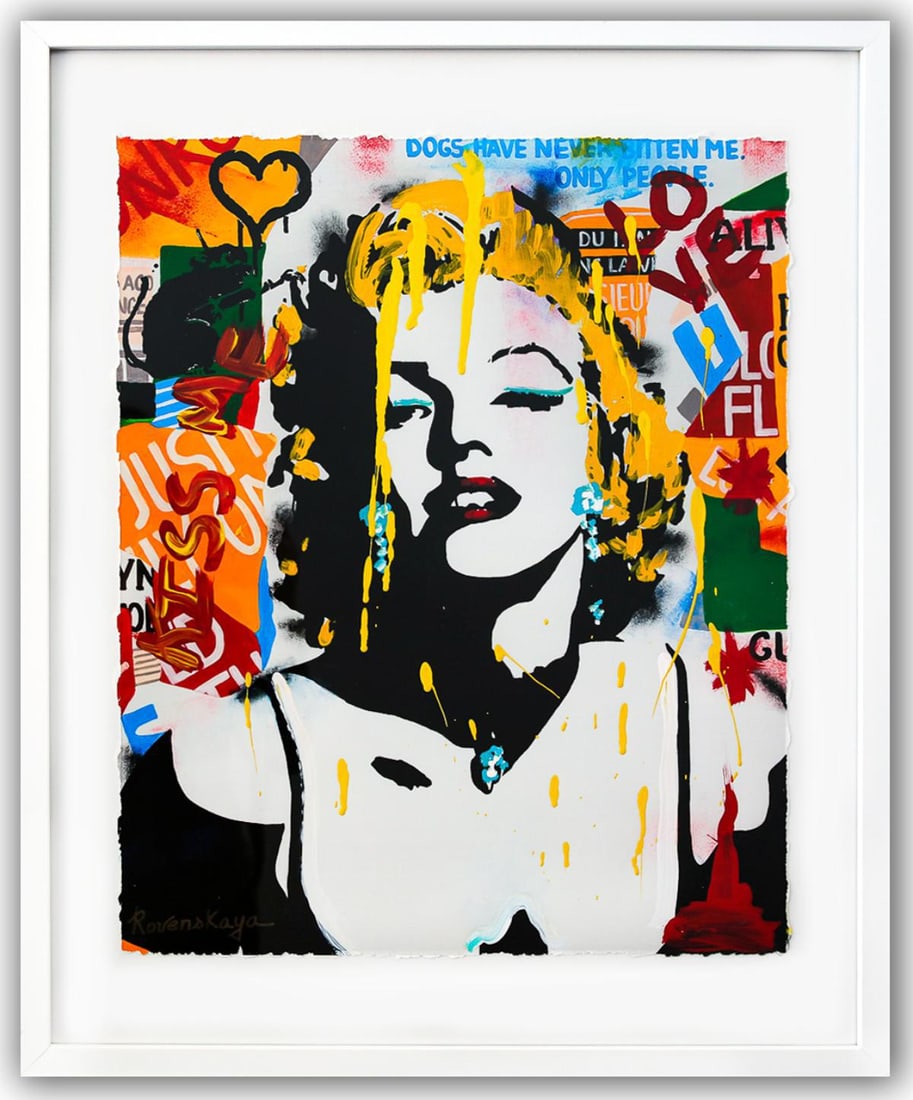 Nastya Rovenskaya- Original Mixed Media on Paper "The Shadow of Marilyn" (1 of 2)