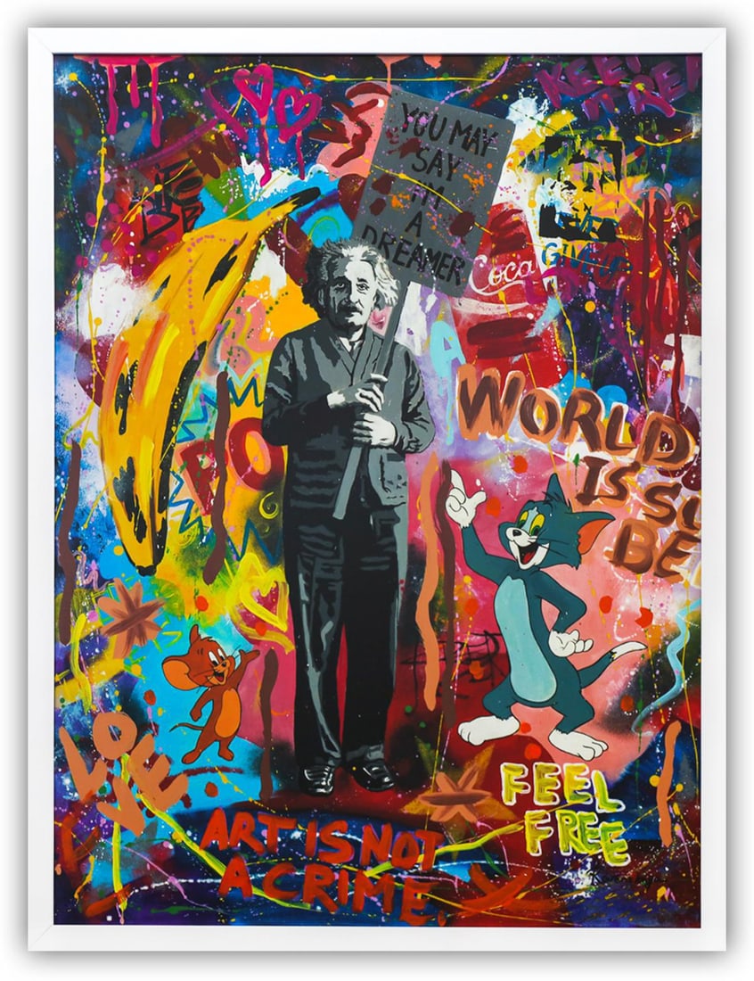 Nastya Rovenskaya- Original Mixed Media on Paper "You May Say I'm a Dreamer" (1 of 2)