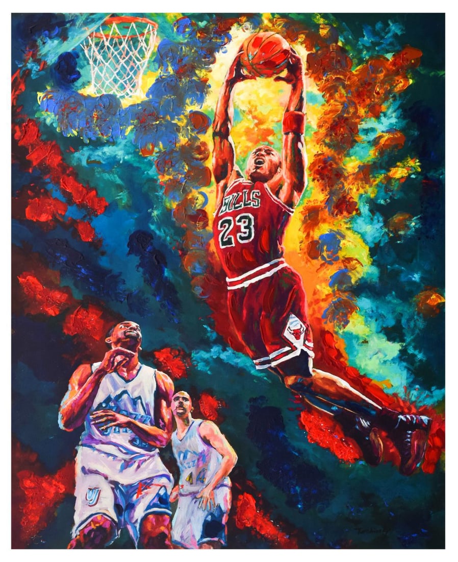 Dimitry Turchinsky- Mixed Media "Michael Jordan Dunks" (1 of 1)