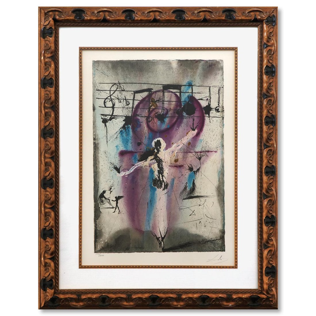 Salvador Dali- Original Lithograph "Hatikvah": Artist: Salvador Dali. Medium: Original Lithograph. Title: Hatikvah. Size: 24" x 17". Measures approx. 35" x 28" (framed). Signature: Signed and numbered in pencil. Certificate of Authenticity: Is inc