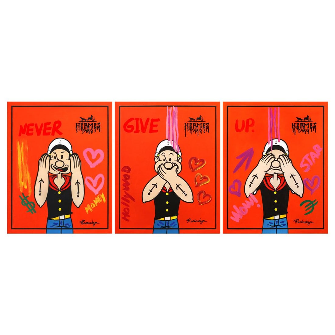 Nastya Rovenskaya- Original Mixed Media on Canvas (Triptych) "Three Wise Sailors" (1 of 4)