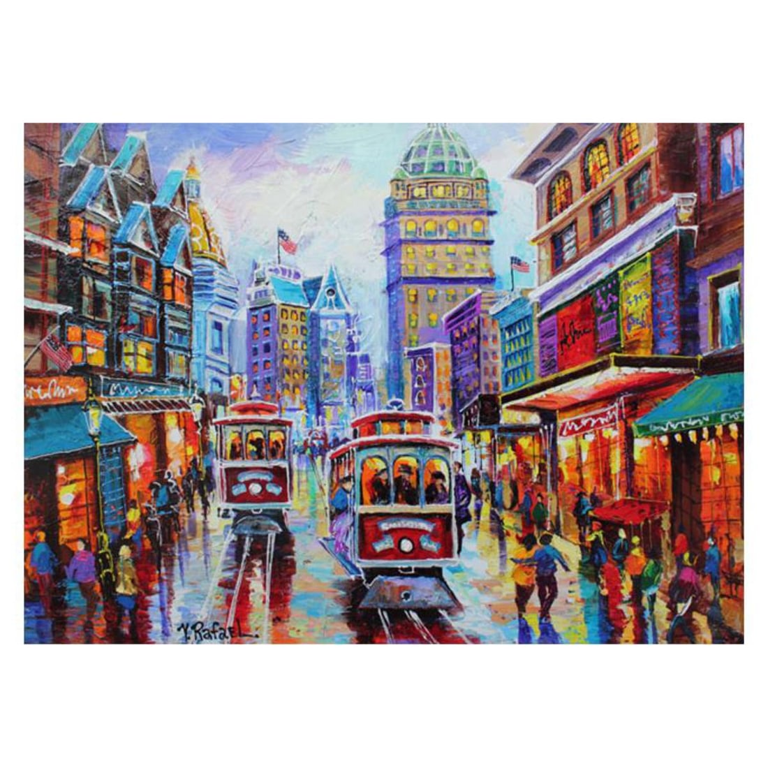 Yana Rafael, "Downtown San Fran" Hand Signed Original Painting on Canvas with COA. (1 of 1)