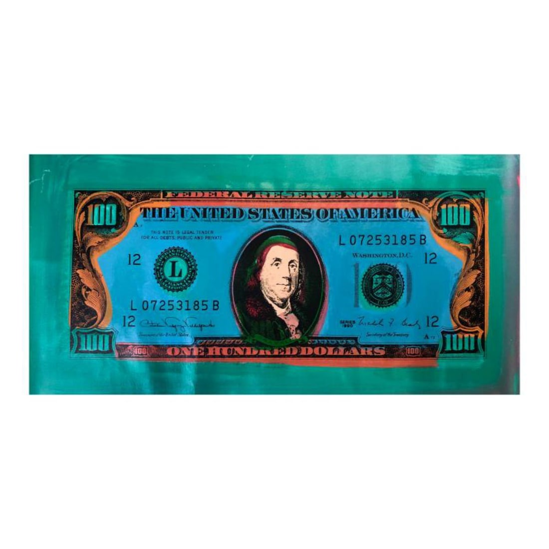 Steve Kaufman (1960-2010) "100 Dollar Old Ben Bill" Hand Signed and Numbered Limited Edition Hand (1 of 2)