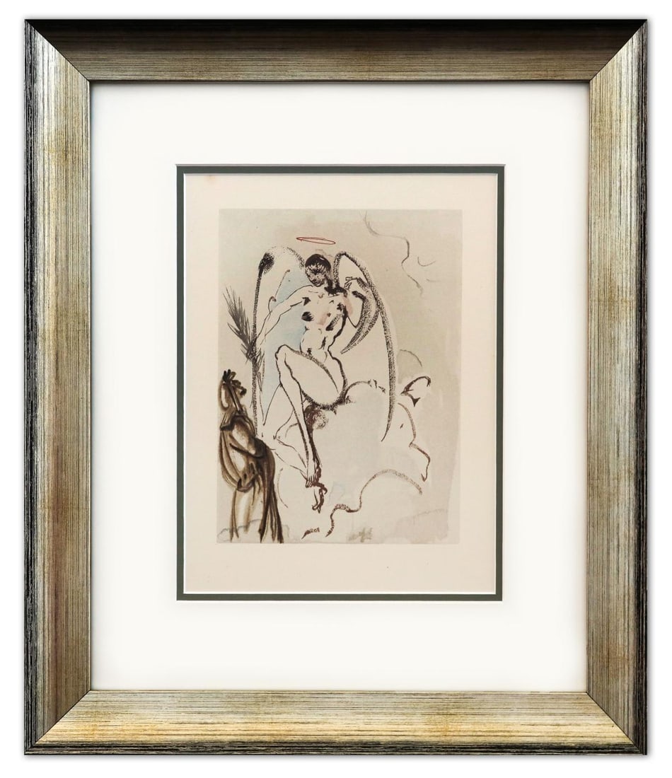 Salvador Dali- Original Color Woodcut on B.F.K. Rives Paper "Paradise 31": Artist: Salvador Dali. Medium: Original Color Woodcut on B.F.K. Rives Paper. Title: Paradise 31. Size: 13" x 10". Measures approx. 22" x 18" (framed). Certificate of Authenticity: Is included. Additio