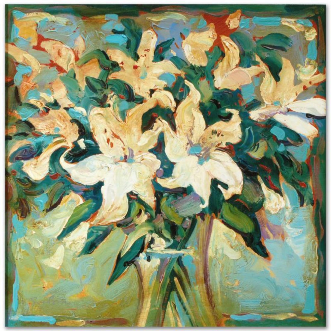 Celebrate II Limited Edition Giclee on Canvas by Simon Bull, Numbered and Signed. This piece comes: Celebrate II is a numbered limited edition giclee on canvas by Simon Bull bearing the artist's authorized signature. This piece comes gallery wrapped and includes a Letter of Authenticity. Measures ap