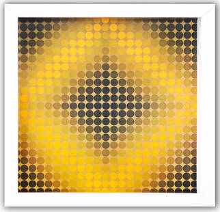 Victor Vasarely- Heliogravure Print "Untitled": Artist: Victor Vasarely. Medium: Heliogravure Print. Title: Untitled. Size: 10" x 10". Measures approx. 12" x 12" (framed). Additional: Custom Framed. Reference#: 21456.