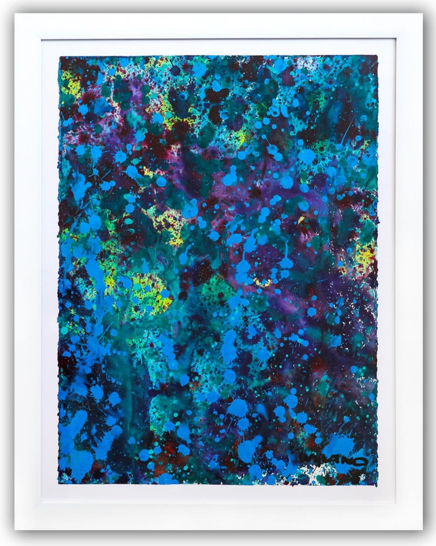 Wyland- Original Watercolor Painting on Deckle Edge Paper "Abstract Drip" (1 of 3)