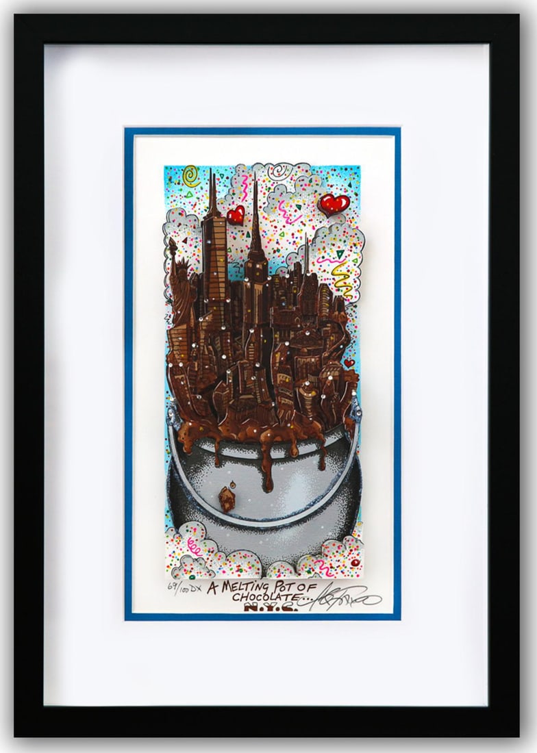 Charles Fazzino- 3D Construction Silkscreen Serigraph "A MELTING POT OF CHOCOLATE…NYC (Blue)" (1 of 3)