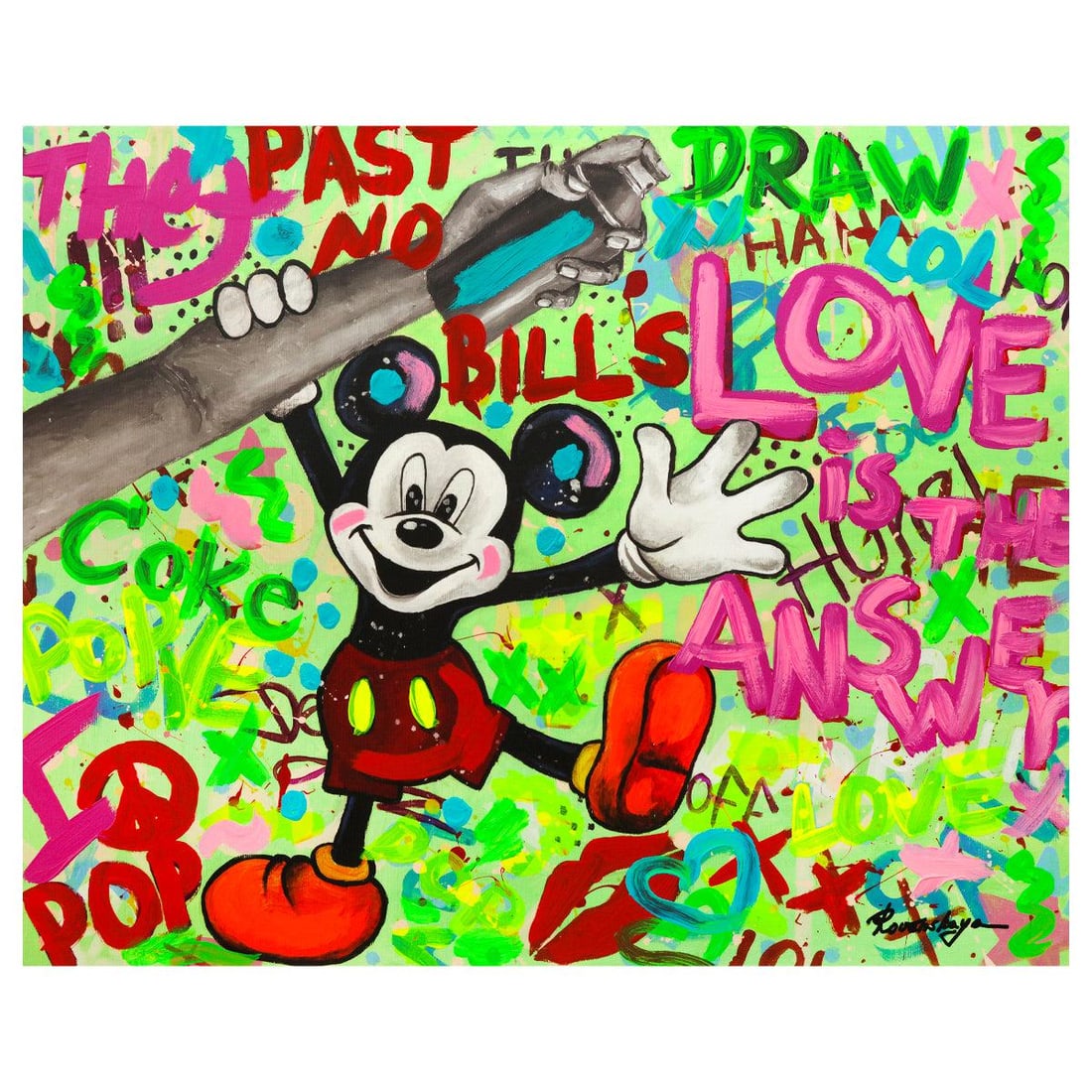 Nastya Rovenskaya- Mixed Media "Mickey Mouse In Love" (1 of 2)