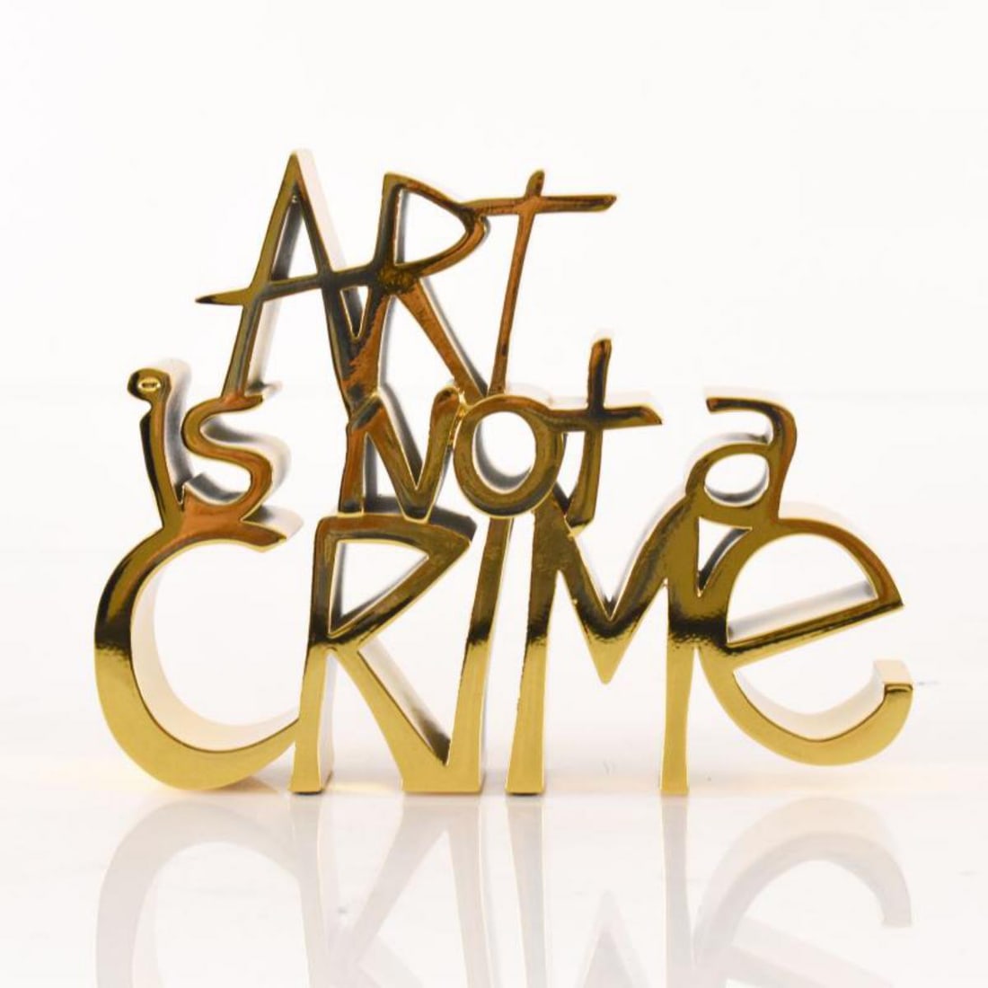 Mr. Brainwash, "Art Is Not a Crime (Gold)" Limited Edition Resin Sculpture, Numbered and Hand Signed (1 of 3)