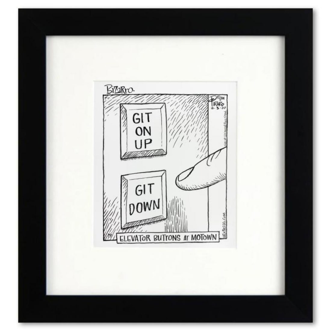 Bizarro, "Mowtown Elevetor" is a Framed Original Pen & Ink Drawing by Dan Piraro, Hand Signed with (1 of 1)