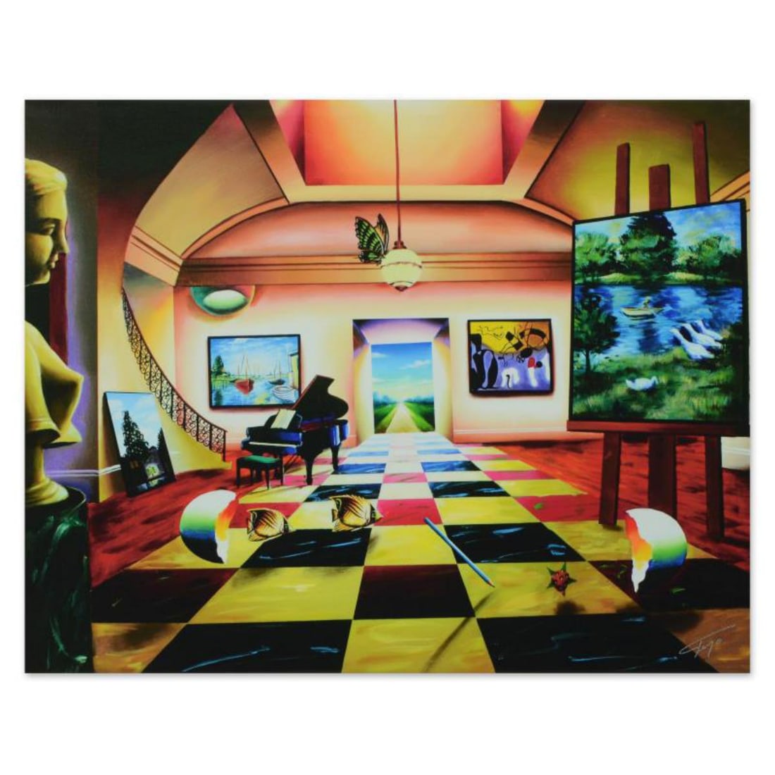 Ferjo, "Music Room of the Garden Path" Limited Edition on Gallery Wrapped Canvas, Numbered and (1 of 2)