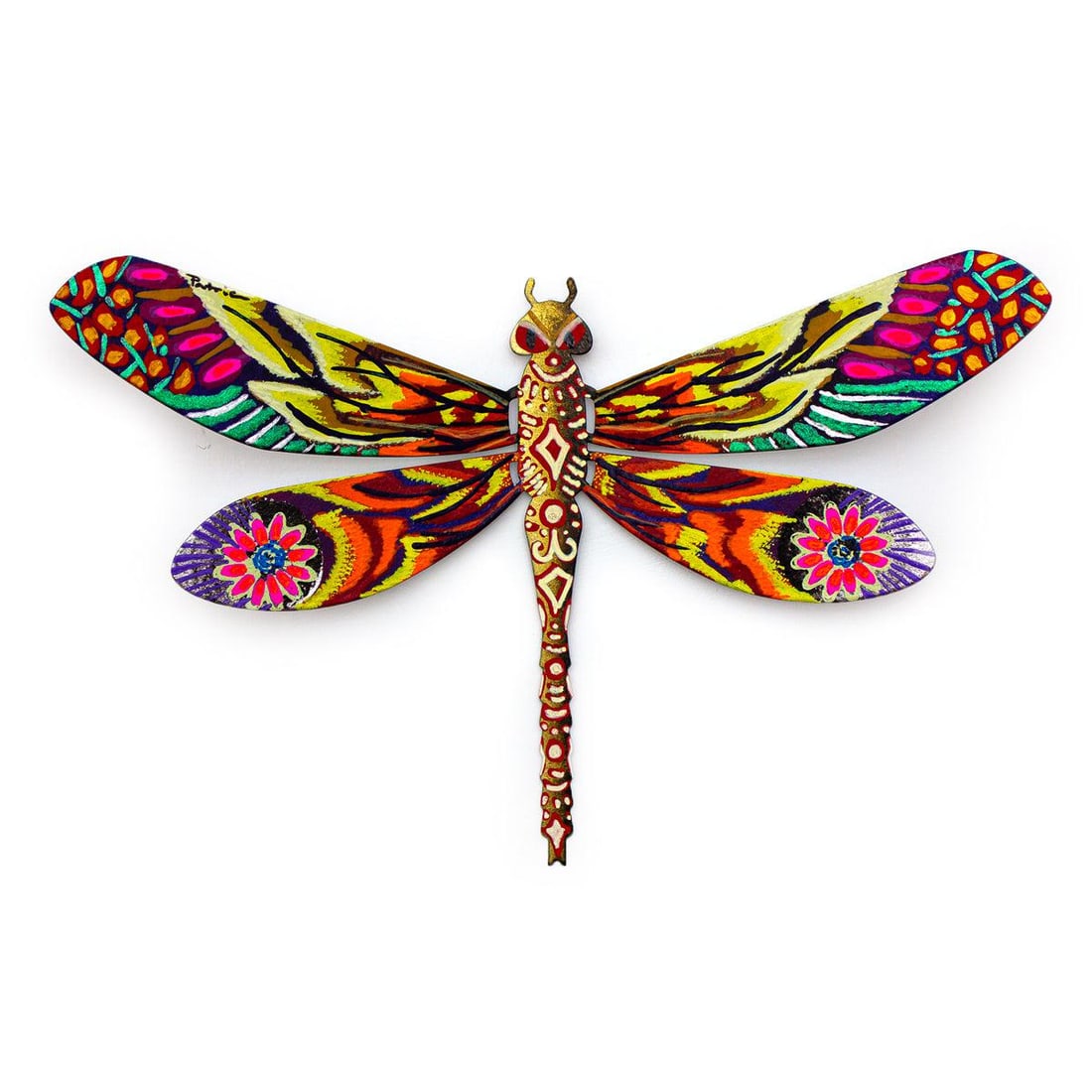 Patricia Govezensky- Original Painting on Cutout Steel "Dragonfly": Artist: Patricia Govezensky. Medium: Original Painting on Cutout Steel. Title: Dragonfly. Size: 7.5" x 12". Signature: Hand signed by the artist. Certificate of Authenticity: From the publisher. Refer