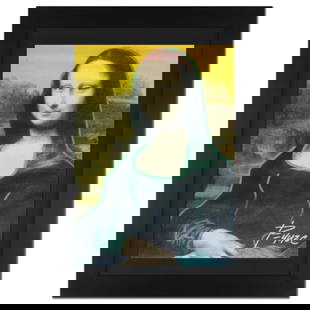 Ringo 4u2c - (Protege of Andy Warhol's Apprentice - Steve Kaufman) - "Mona Lisa" Framed: Mona Lisa is a one-of-a-kind hand-pulled silkscreen and mixed media painting on canvas by Ringo 4u2c - the protege of Andy Warhol's apprentice, Steve Kaufman! This piece is hand signed by the artist a