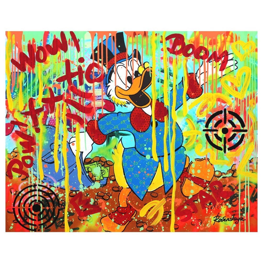 Nastya Rovenskaya- Mixed Media "Gucci Model": Artist: Nastya Rovenskaya. Medium: Mixed Media. Title: Gucci Model. Size: 24" x 30". Signature: Hand signed. Certificate of Authenticity: Is included. Reference#: 37359.