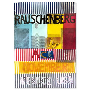 Robert Rauschenberg (1925-2008), Vintage Poster (36.5" x 50") from 1977 with Letter of Authenticity.: This is a vintage poster (1977) by Robert Rauschenberg (1925-2008). Includes Letter of Authenticity. Measures approx. 36.5" x 50" (image). Condition: Good. There may be some dings, ripples, or dimples