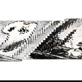 Rage Rover Limited Edition Hand Pulled Original Lithograph (49" x 24.5") by Renowned Charles Schulz: Rage Rover is a limited edition hand pulled original lithograph on museum quality deckle-edge paper, numbered and hand signed by Tom Everhart. This is one of the final Everhart editions to be created