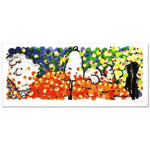 Pillow Talk Limited Edition Hand Pulled Original Lithograph (53" x 20.5") by Renowned Charles Schulz: Pillow Talk is a limited edition hand pulled original lithograph on museum quality deckle-edge paper, numbered and hand signed by Tom Everhart. This is one of the final Everhart editions to be created