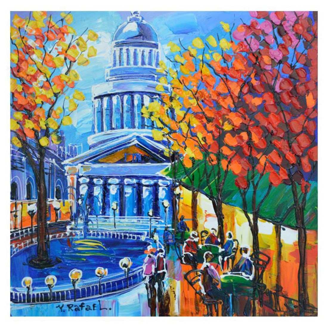 Yana Rafael, "Enjoying the Night" Hand Signed Original Painting on Canvas with COA. (1 of 1)