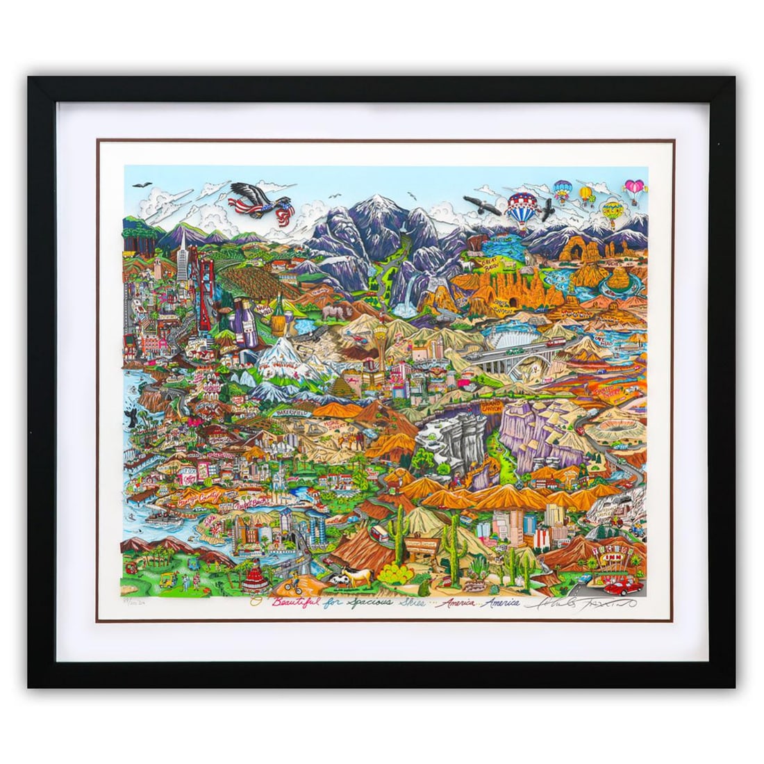 Charles Fazzino- 3D Construction Silkscreen Serigraph "O BEAUTIFUL FOR SPACIOUS (1 of 2)