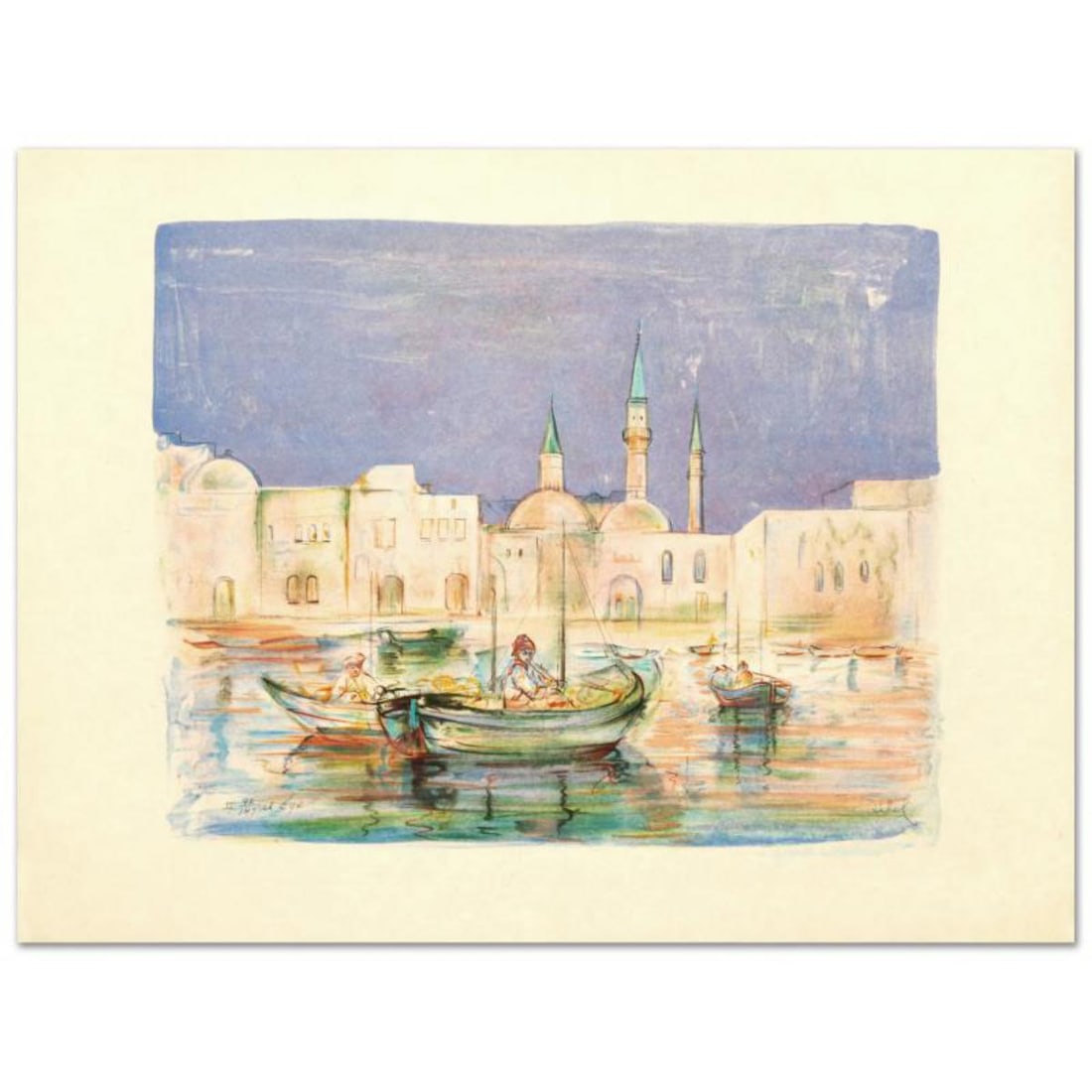 Akko Limited Edition Lithograph by Edna Hibel (1917-2014), Numbered and Hand Signed with Certificate: Akko is a limited edition lithograph on rice paper, numbered and hand signed by Edna Hibel (1917-2014). Includes Certificate of Authenticity! Measures approx. 26.5" x 20" (with border), 19.5" x 15.5" 