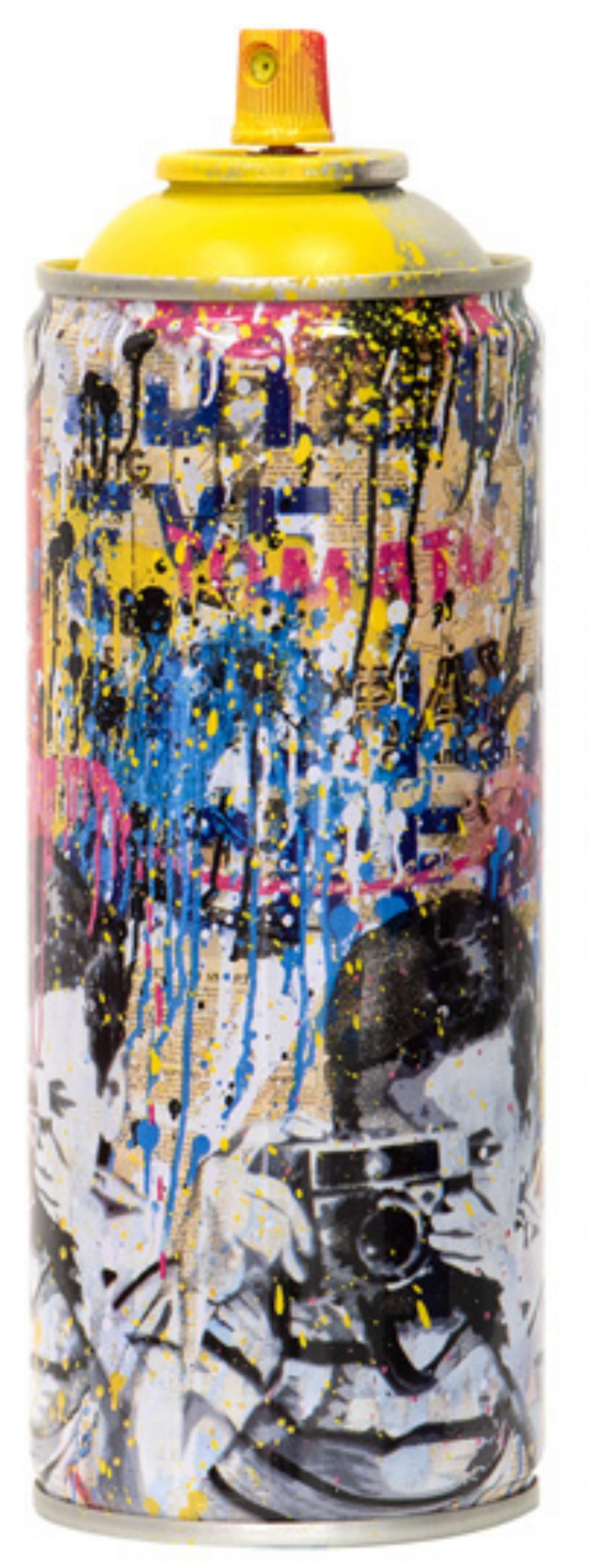 Mr. Brainwash- SPRAY CAN "SMILE[PORTRAIT], 2020": Artist: Mr. Brainwash. Medium: SPRAY CAN. Title: SMILE[PORTRAIT], 2020. Size: 7.5" x 2.5". Signature: Numbered and dated. Additional: Cans Include Case. Reference#: 14426.
